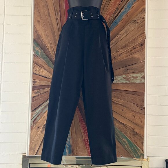 ALLSAINTS Ali trouser black high waist cotton pants Sz 4 pockets - Picture 5 of 12